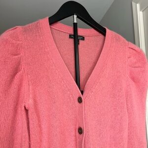 Saks Fifth Avenue Pink V-Neck Button Cardigan Cashmere